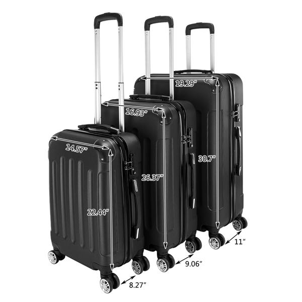 3-in-1 ABS Trolley Case 20 Inches-24 Inches-28 Inches Black - Image 6