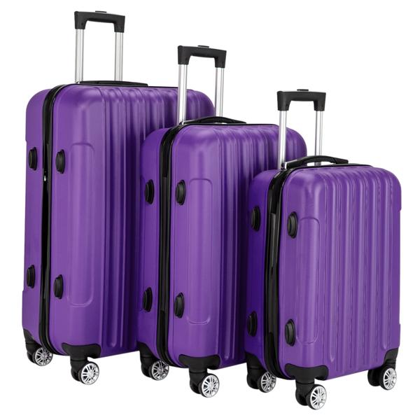 Vertical 3-in-1 Spinner Wheel With Handle Trolley Case 20in 24in 28in ABS Aluminum Alloy Trolley Classic Color - Purple - Image 2