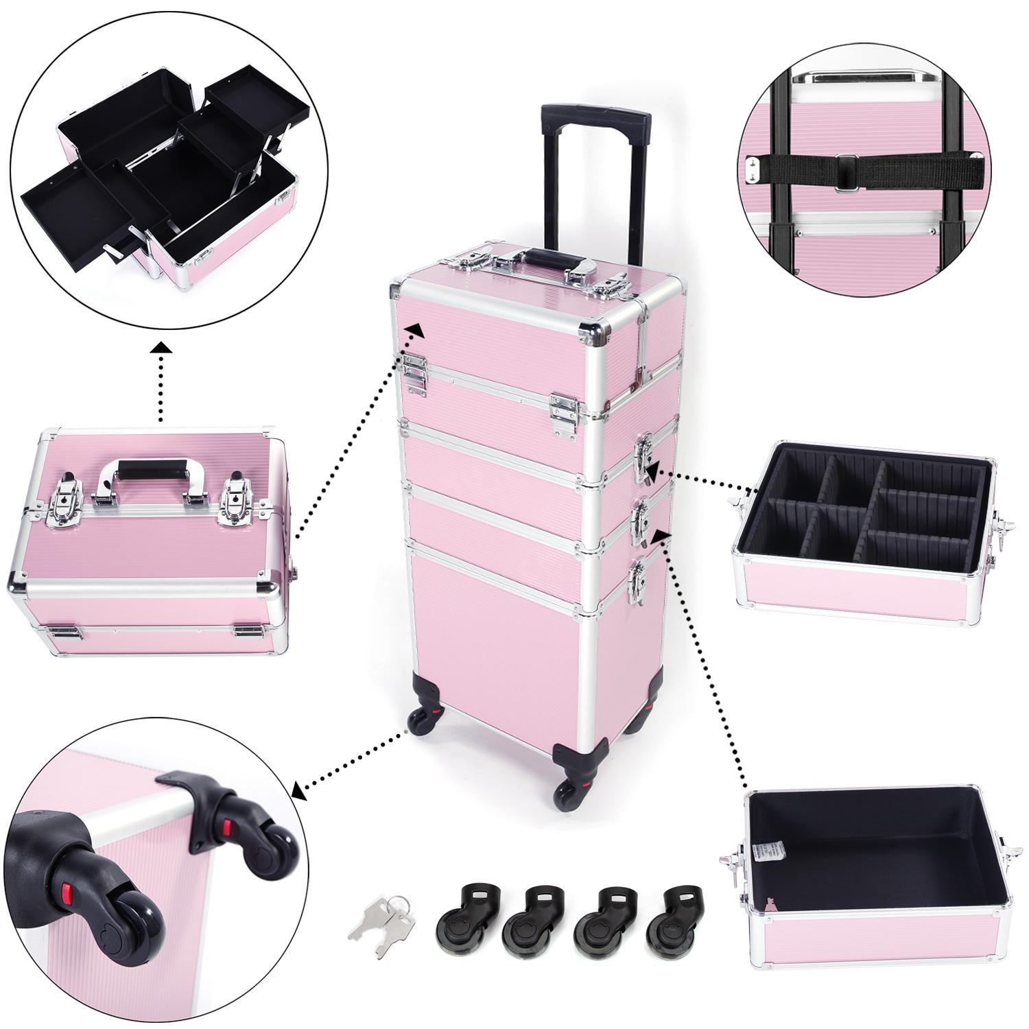 4-in-1 Aluminum Alloy, Trolley, Vanity Case, Embroidery Box - Image 3