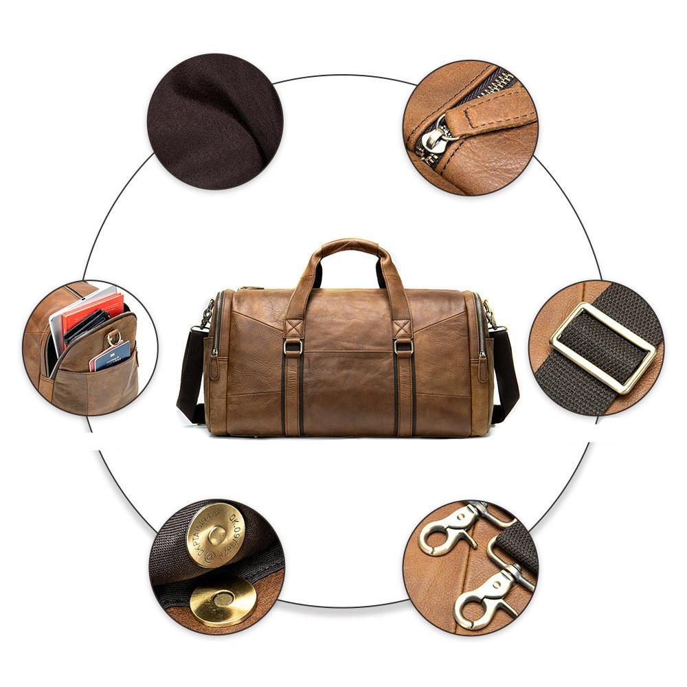 Genuine Leather Men's Business Travel Handbag Top Layer Cowhide One-shoulder Travel Bag Duffel Bag - Image 6