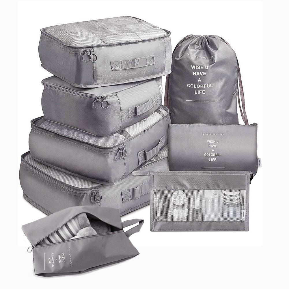 8-piece Set Luggage Divider Bag Travel Storage Clothes Underwear Shoes Organizer Packing Cube Bag - Image 7