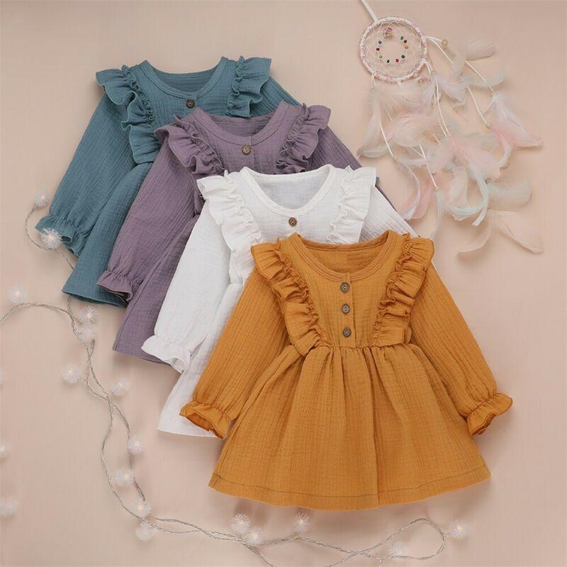 1-6Y Baby Girl Spring Dress With Ruffled Children - Image 2