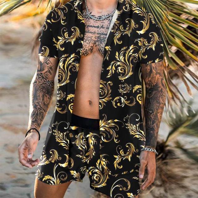 Floral Shirt Beach Two Piece Suit New Fashion Men Sets - Image 9