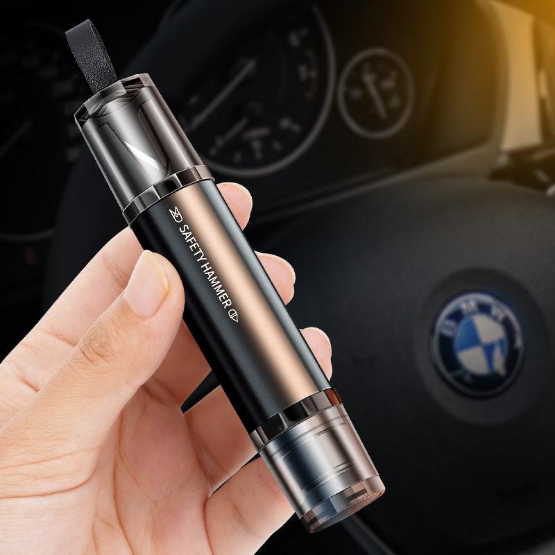 2-in-1 Car Safety Hammer Window Glass Breaker Seat Belt Cutter High Hardness Tungsten Steel Emergency Rescue Tool With Base - Image 3