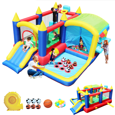 7 In 1 Inflatable Bounce House, Bouncy House With Ball Pit For Kids Indoor Outdoor Party Family Fun, Obstacles, Toddler Bouncy Castle With Ball Pit For Birthday Party Gifts - Image 4