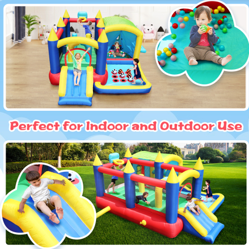 7 In 1 Inflatable Bounce House, Bouncy House With Ball Pit For Kids Indoor Outdoor Party Family Fun, Obstacles, Toddler Bouncy Castle With Ball Pit For Birthday Party Gifts - Image 6