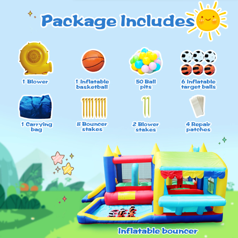 7 In 1 Inflatable Bounce House, Bouncy House With Ball Pit For Kids Indoor Outdoor Party Family Fun, Obstacles, Toddler Bouncy Castle With Ball Pit For Birthday Party Gifts - Image 10