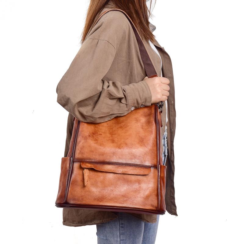 Genuine Leather Anti Theft Backpack Cowhide Large Capacity Ladies Travel Luxury Bags - Image 6
