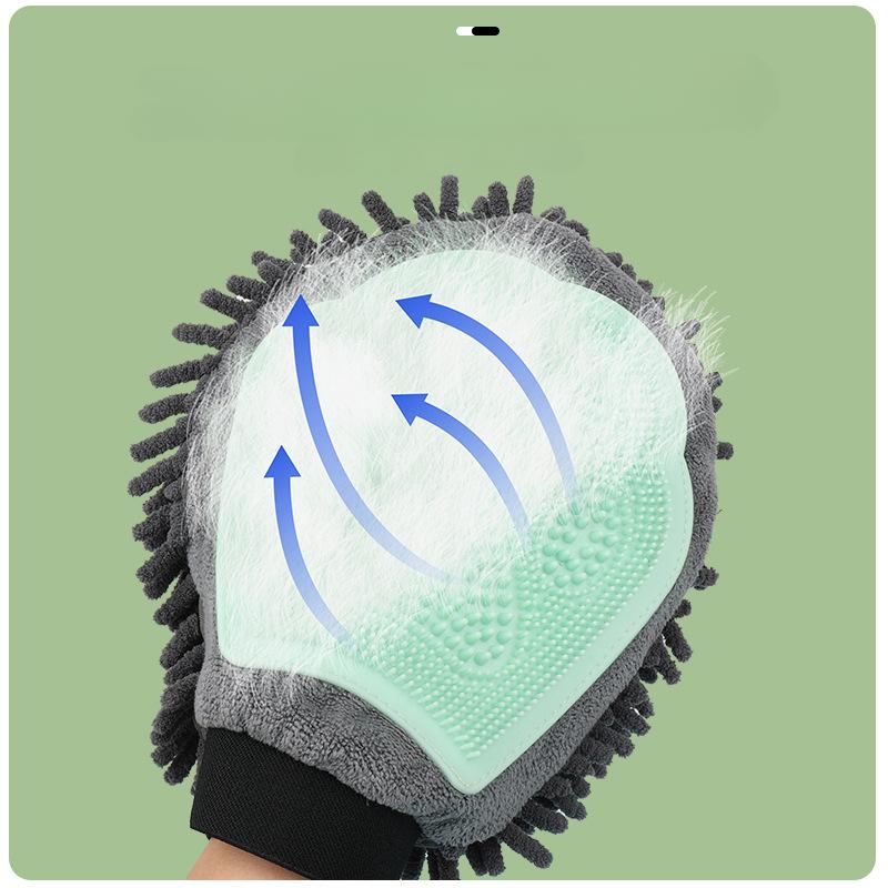 Pet Bathing Brush 2-in-1 Grooming Glove Elegant Dog Grooming Tool For Brushing, Massaging, And Drying Pet Grooming Kit For Dog Cat 2-Sided Bathing Brush Cleaning Massage Glove - Image 9