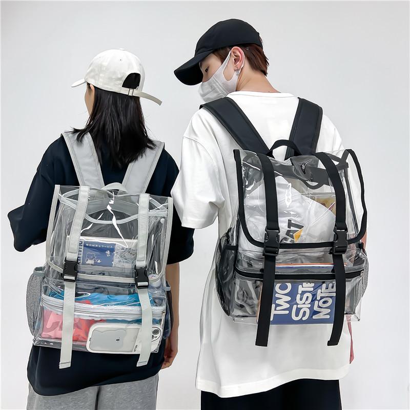 Men And Women's Fashion Transparent Flap Travel Duffel Bag - Image 4