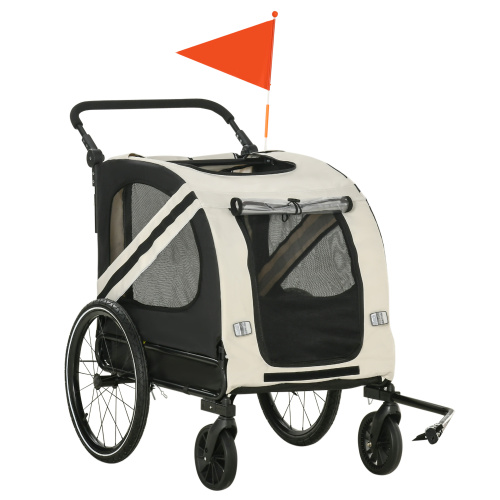 Aosom 2-in-1 Pet Bike Trailer For Small Dogs, Road-Visibility Bicycle Stroller, Weather-Strong Bike Wagon Trailer Sidecar Attachment, White - Image 8