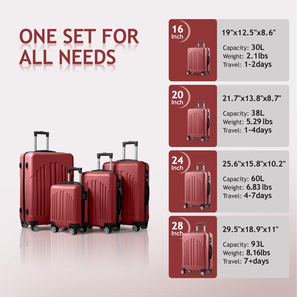 Curved Vertical Stripe 4-in-1 Trolley Case 16in 20in 24in 28in ABS Aluminum Alloy Tie Rod - Image 6