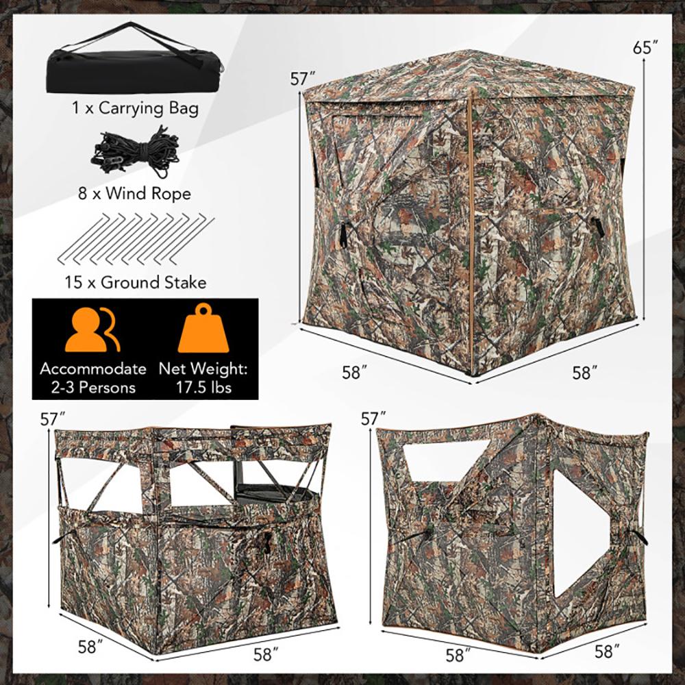 5-IN-1 Detachable Hunting Blind For 2-3 People With Skylight - Image 3