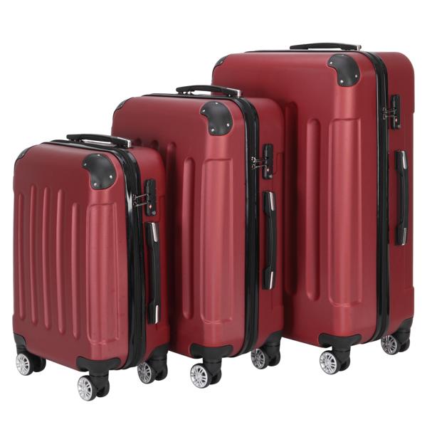 3-in-1 Swivel Wheel With Handle, 4 Corner Protectors, Trolley Box, 20in 24in 28in, ABS Aluminum Alloy Trolley, Classic Color - Burgundy - Image 4