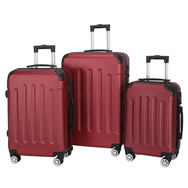 3-in-1 Swivel Wheel With Handle, 4 Corner Protectors, Trolley Box, 20in 24in 28in, ABS Aluminum Alloy Trolley, Classic Color - Burgundy - Image 6