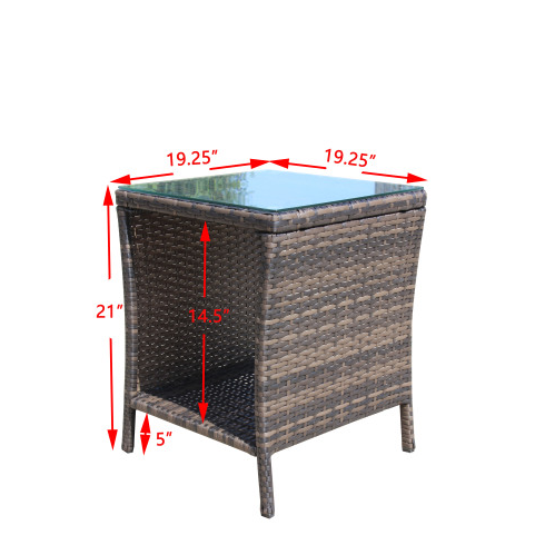 Outdoor Patio Furniture 1 Coffee Table With Clear Tempered Glass - Image 3