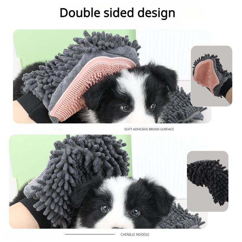 Pet Bathing Brush 2-in-1 Grooming Glove Elegant Dog Grooming Tool For Brushing, Massaging, And Drying Pet Grooming Kit For Dog Cat 2-Sided Bathing Brush Cleaning Massage Glove - Image 3
