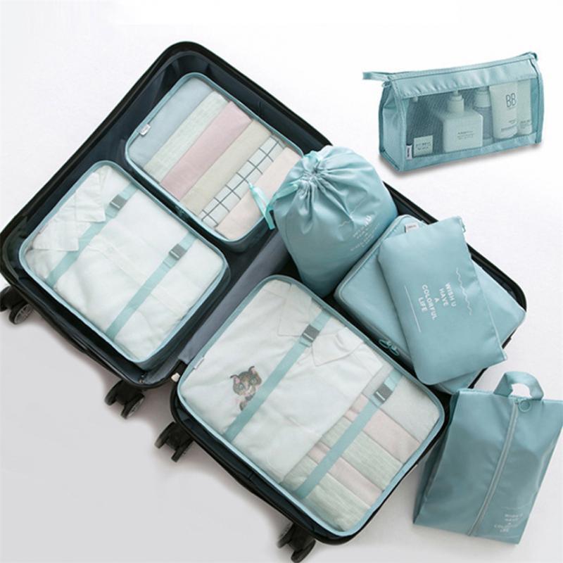 8-piece Set Luggage Divider Bag Travel Storage Clothes Underwear Shoes Organizer Packing Cube Bag - Image 3