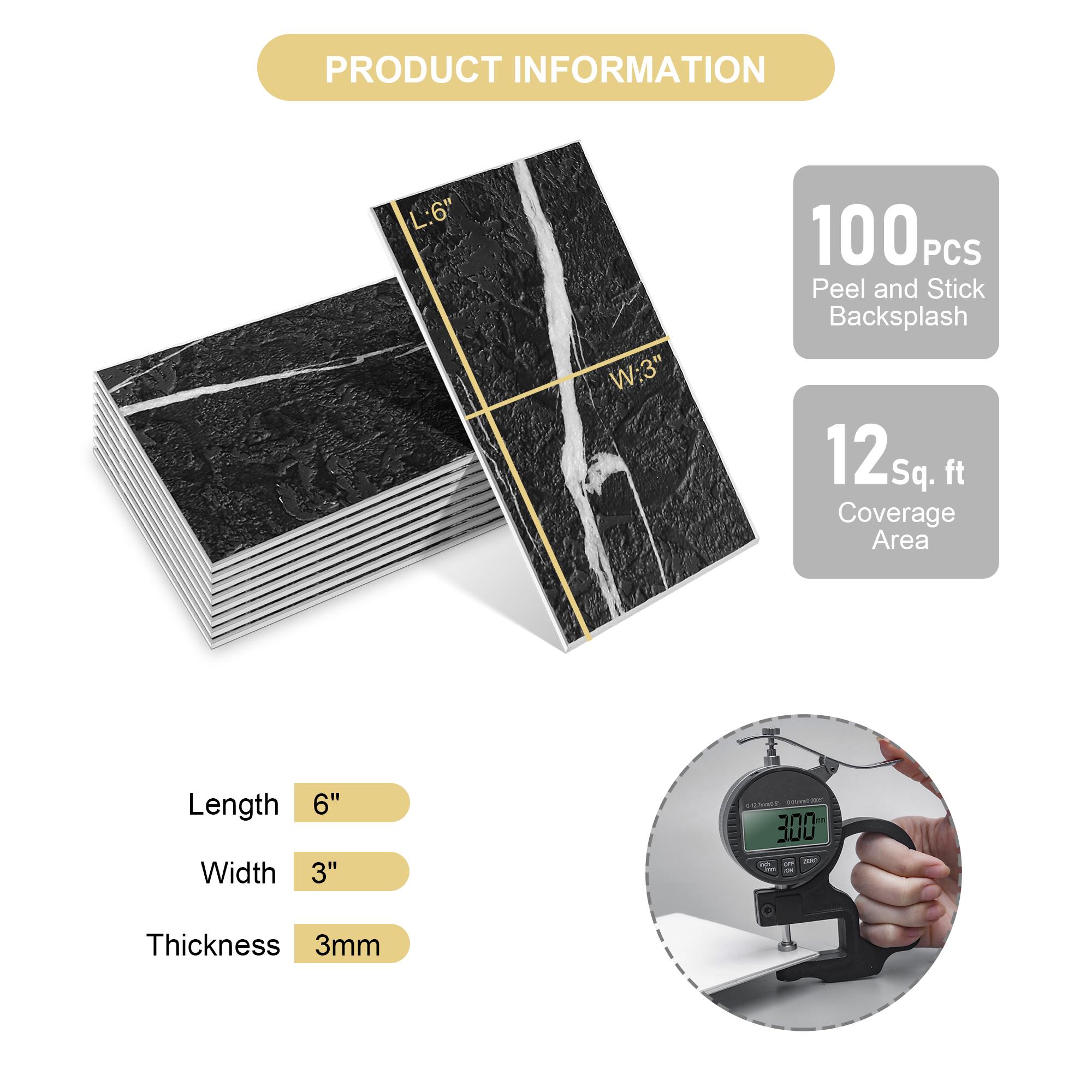 100 Tiles Peel And Stick Backsplash 3 In. X 5.9 In. X 0.12 In. PVC Subway Wall Tile, White ,12 Sq. Ft.Case--Prohibited From Being Sold On Wayfair And Amazon Platforms - Image 4