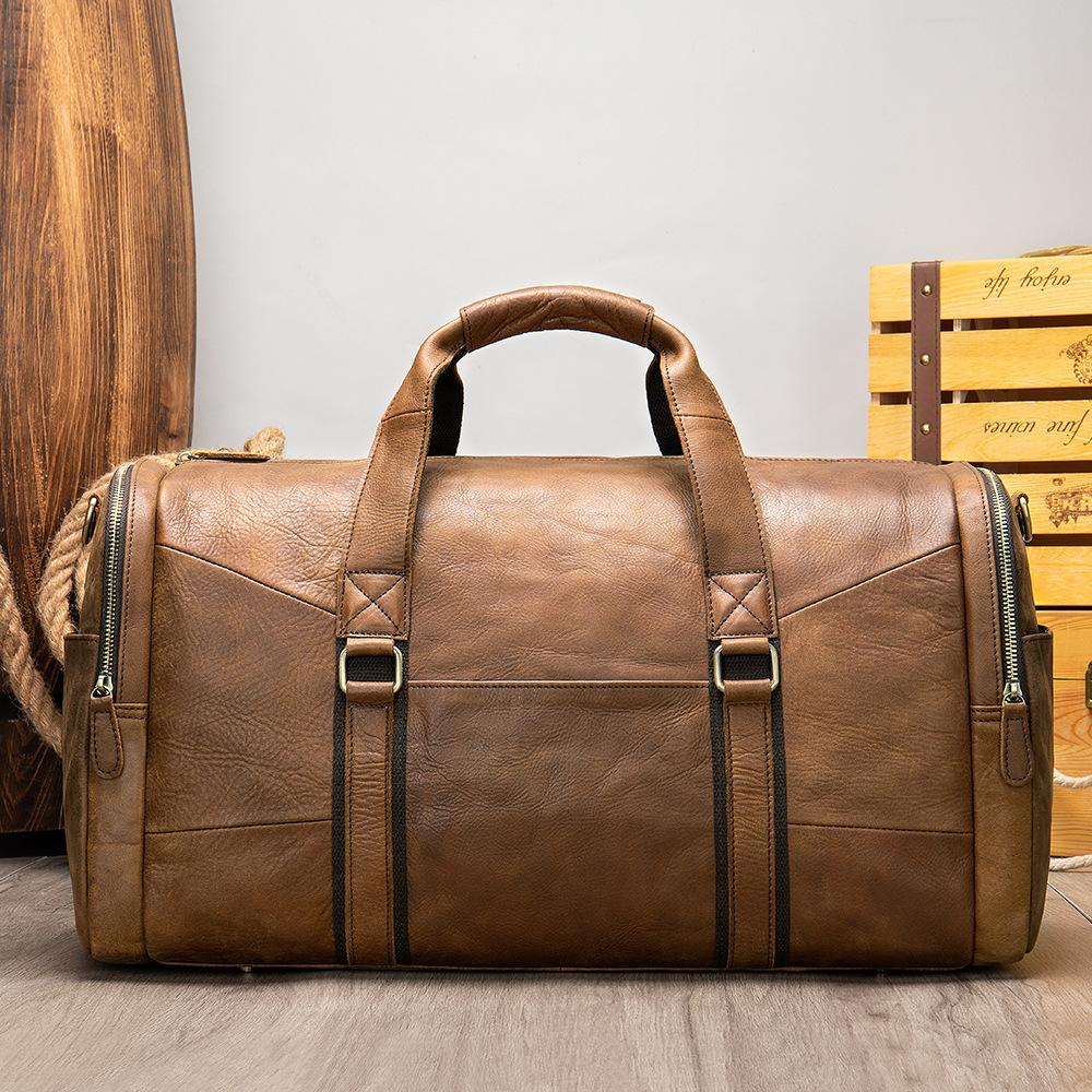 Genuine Leather Men's Business Travel Handbag Top Layer Cowhide One-shoulder Travel Bag Duffel Bag - Image 2