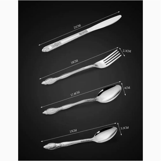 Product Name  Deluxe Premium Cutlery Flatware Set For The Home  Stainless Steel Cutlery Service With 1 Dinner Fork, 1 Dinner Knife, 1 Dinner Spoon And 1 Tea Spoon  Durable, Elegant And Rust  Resista - Image 7