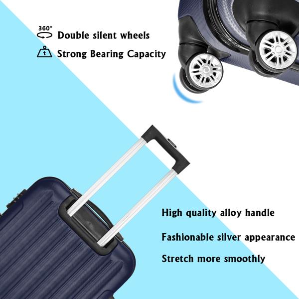 Vertical 3-in-1 Spinner Wheel With Handle Trolley Case 20in 24in 28in ABS Aluminum Alloy Trolley Classic Color - Navy Blue - Image 7