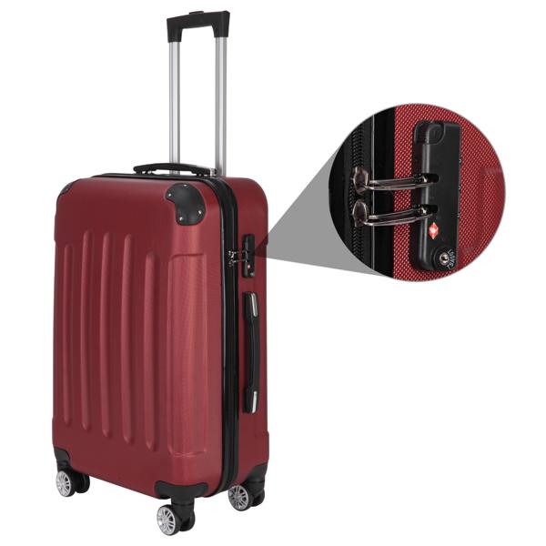 3-in-1 Swivel Wheel With Handle, 4 Corner Protectors, Trolley Box, 20in 24in 28in, ABS Aluminum Alloy Trolley, Classic Color - Burgundy - Image 2