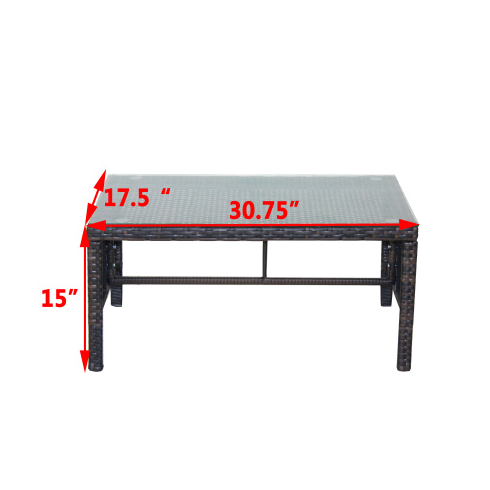 Outdoor Patio Furniture 1 Coffee Table With Clear Tempered Glass - Image 6
