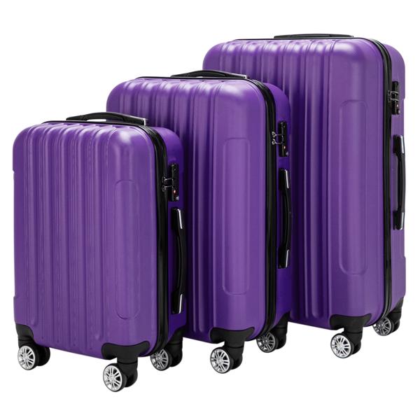 Vertical 3-in-1 Spinner Wheel With Handle Trolley Case 20in 24in 28in ABS Aluminum Alloy Trolley Classic Color - Purple - Image 7