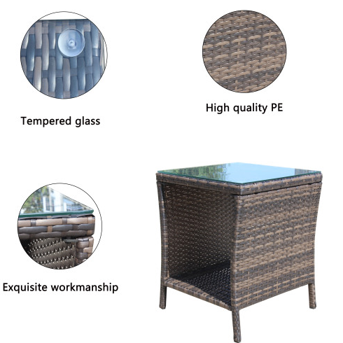 Outdoor Patio Furniture 1 Coffee Table With Clear Tempered Glass - Image 9