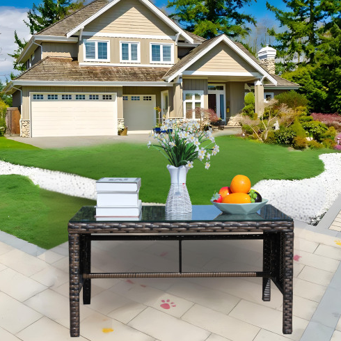 Outdoor Patio Furniture 1 Coffee Table With Clear Tempered Glass - Image 8