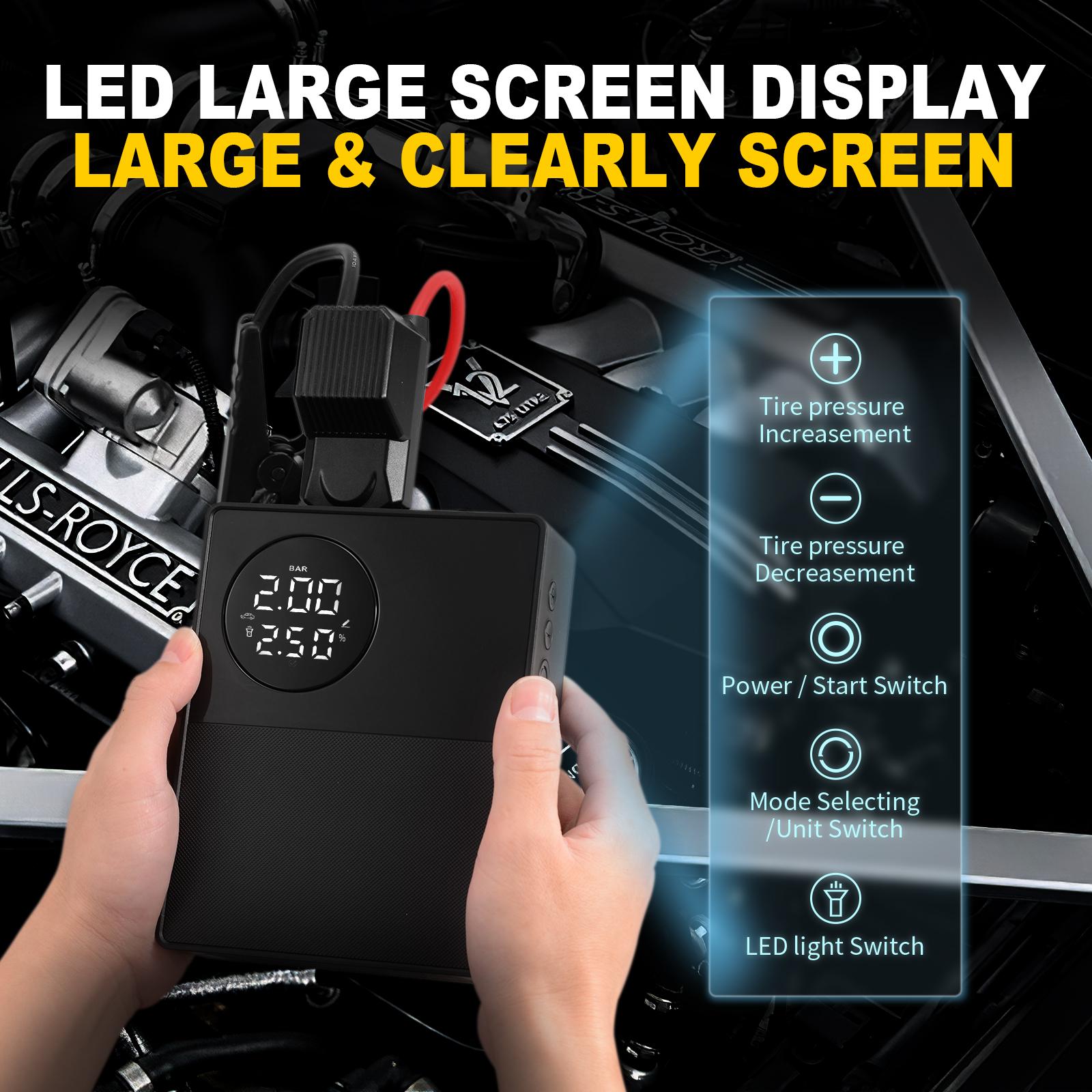 Car Emergency Starting Power Supply, Inflatable Pump, Emergency Lighter Battery, 3-in-1, Suitable For 12V8.5L Displacement Gasoline Vehicles, 12V5L Diesels Vehicles, New Energy Vehicles - Image 4