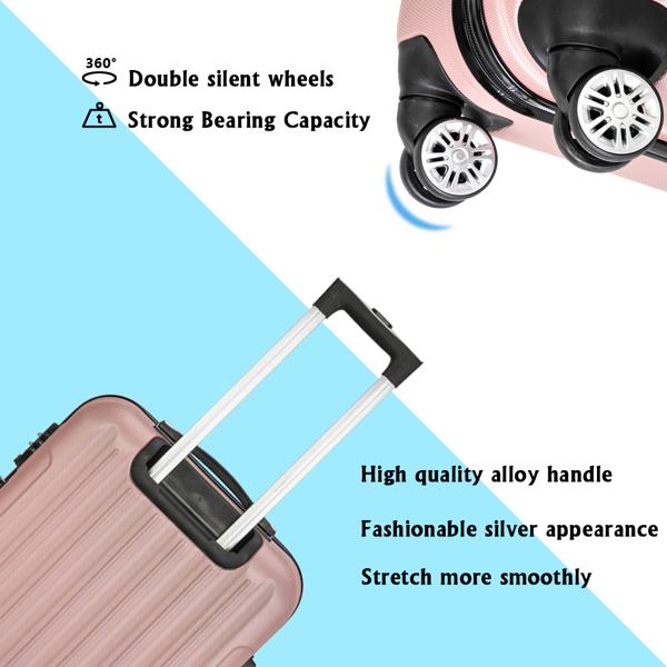 Vertical 3-in-1 Spinner Wheel With Handle Trolley Box 20in 24in 28in ABS Aluminum Alloy Trolley Fashion Color - Rose Gold - Image 9