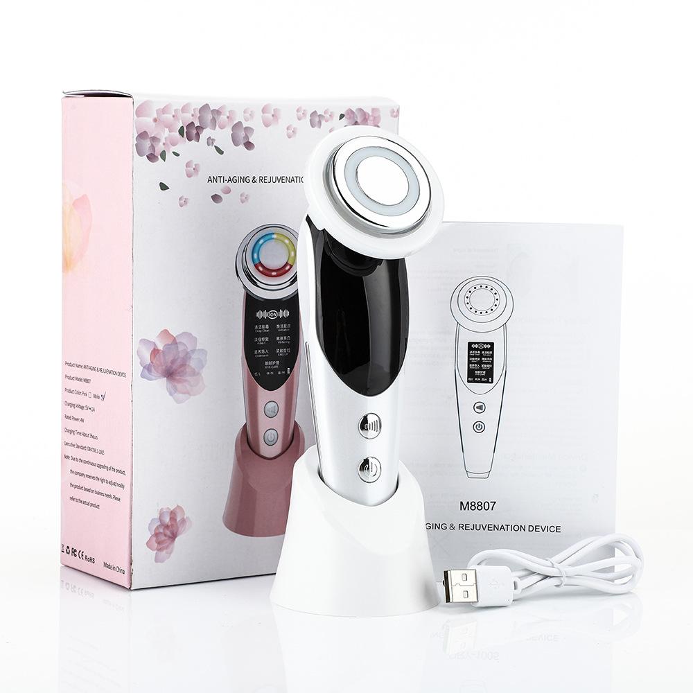 7-in-1 Facial Massager EMS Micro-current Color Light Vibration LED Beauty Purifying Introducer Skin Care Beauty Device - Image 5