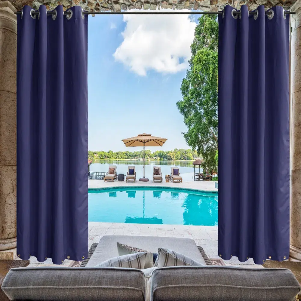 50 In. X 120 In. Indoor Outdoor Curtains Grommet Curtain On Top And Bottom 1 Panel - Image 4