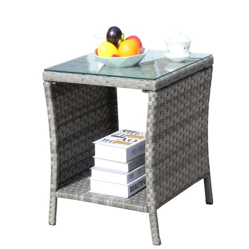 Outdoor Patio Furniture 1 Coffee Table With Clear Tempered Glass - Image 4