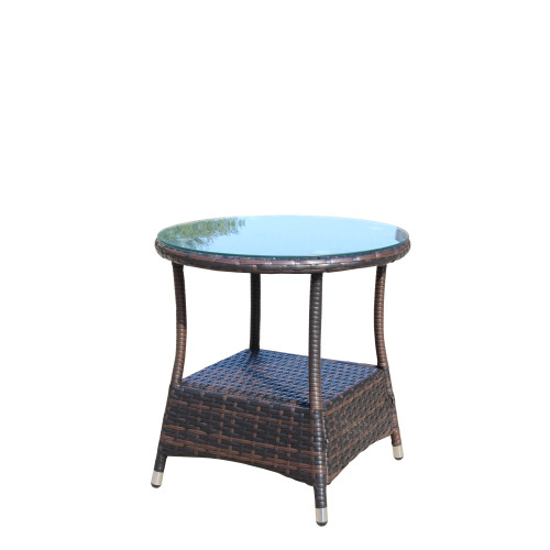 Outdoor Patio Furniture 1 Round Coffee Table With Clear Tempered Glass - Image 8