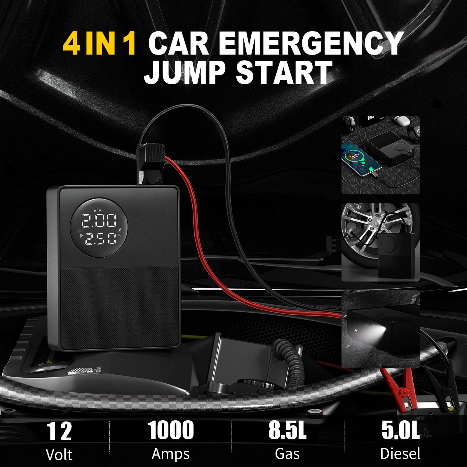 Car Emergency Starting Power Supply, Inflatable Pump, Emergency Lighter Battery, 3-in-1, Suitable For 12V8.5L Displacement Gasoline Vehicles, 12V5L Diesels Vehicles, New Energy Vehicles - Image 5