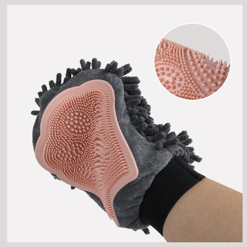 Pet Bathing Brush 2-in-1 Grooming Glove Elegant Dog Grooming Tool For Brushing, Massaging, And Drying Pet Grooming Kit For Dog Cat 2-Sided Bathing Brush Cleaning Massage Glove - Image 6