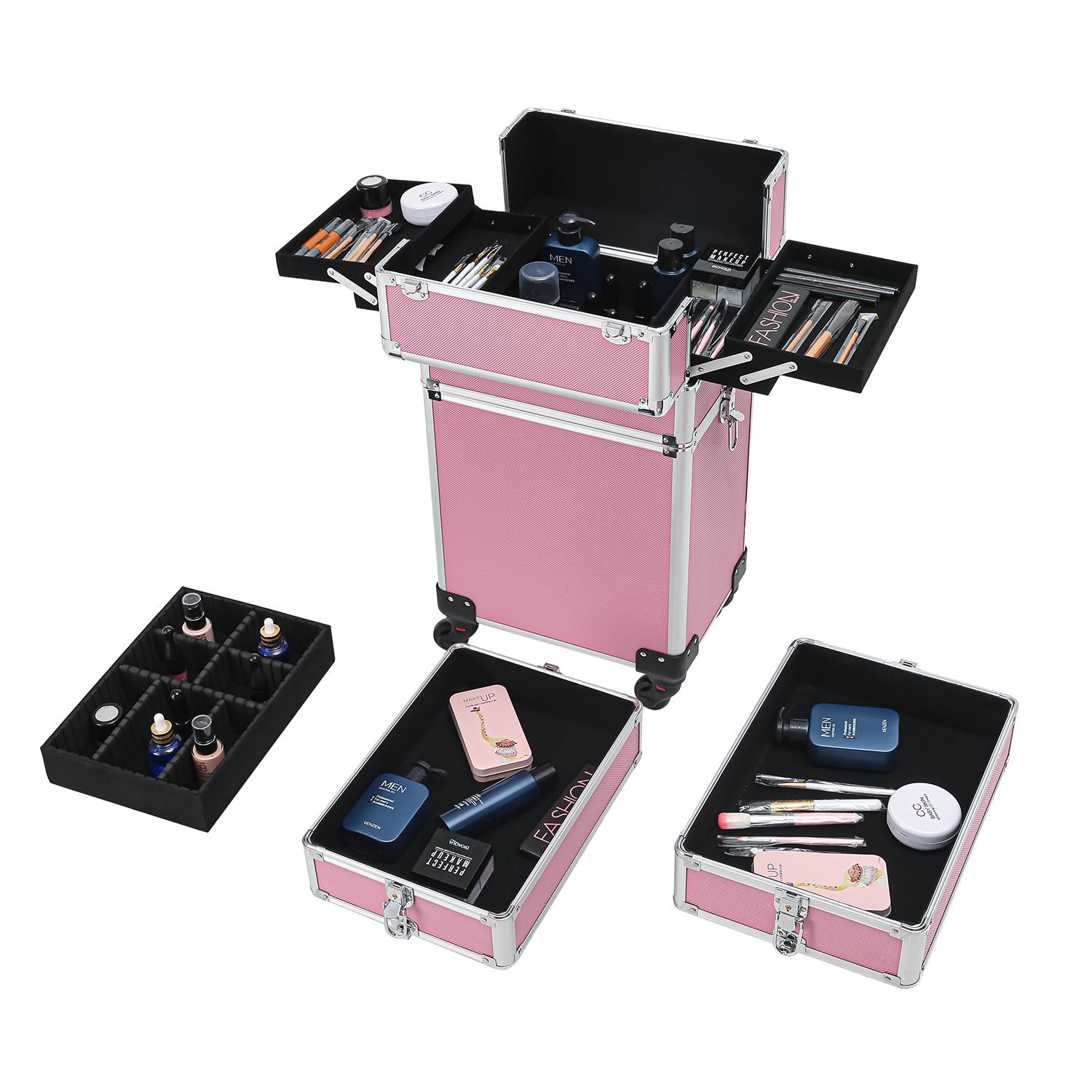 4-in-1 Aluminum Alloy, Trolley, Vanity Case, Embroidery Box - Image 9