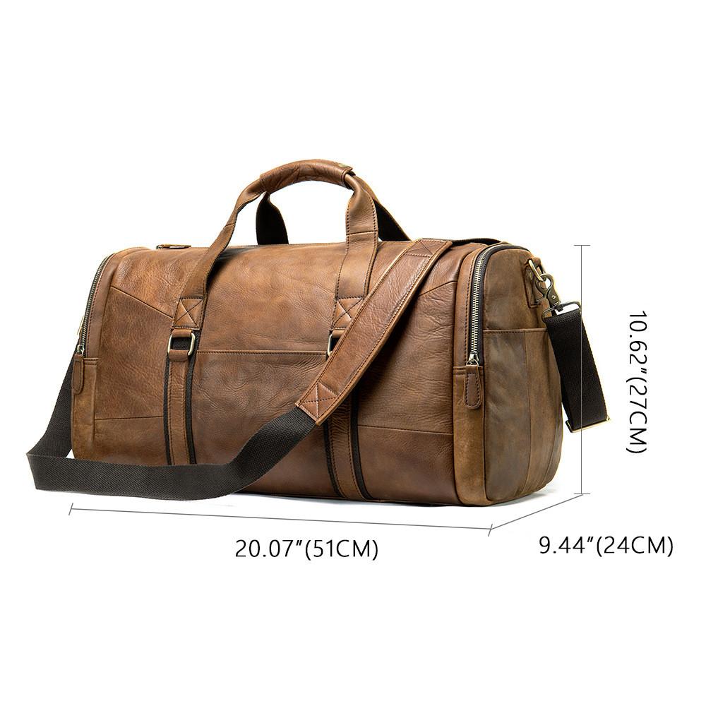 Genuine Leather Men's Business Travel Handbag Top Layer Cowhide One-shoulder Travel Bag Duffel Bag - Image 4