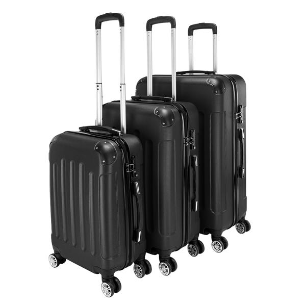 3-in-1 ABS Trolley Case 20 Inches-24 Inches-28 Inches Black - Image 2
