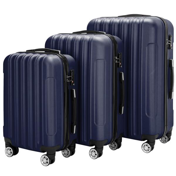 Vertical 3-in-1 Spinner Wheel With Handle Trolley Case 20in 24in 28in ABS Aluminum Alloy Trolley Classic Color - Navy Blue - Image 9