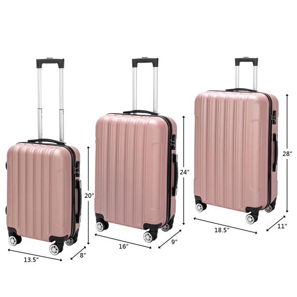 Vertical 3-in-1 Spinner Wheel With Handle Trolley Box 20in 24in 28in ABS Aluminum Alloy Trolley Fashion Color - Rose Gold - Image 6