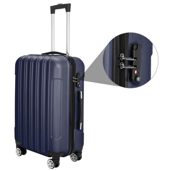 Vertical 3-in-1 Spinner Wheel With Handle Trolley Case 20in 24in 28in ABS Aluminum Alloy Trolley Classic Color - Navy Blue - Image 5