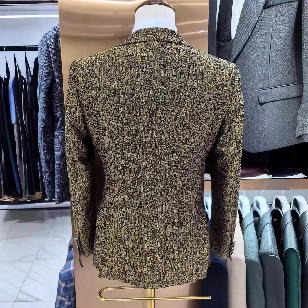 Jacquard Men's Wedding Casual Host Suit 3-piece Set - Image 5