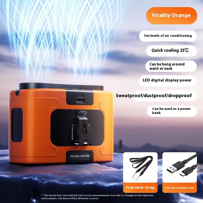 Waist Hanging Fan Portable Summer Heat Relieving Construction Site Charging Refrigeration Endurance - Image 9