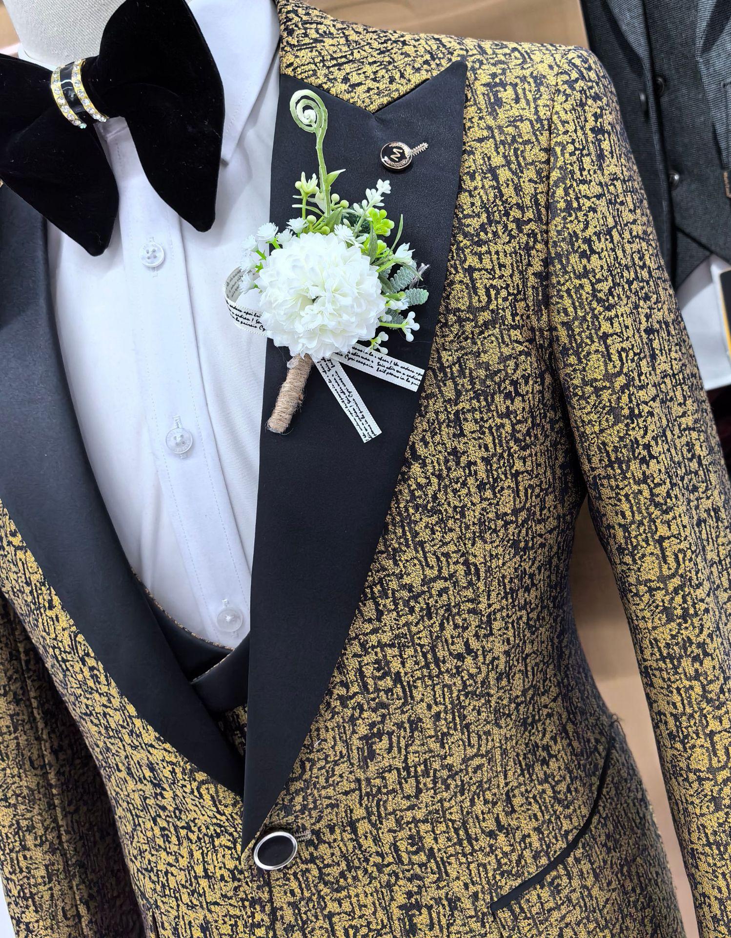 Jacquard Men's Wedding Casual Host Suit 3-piece Set - Image 8