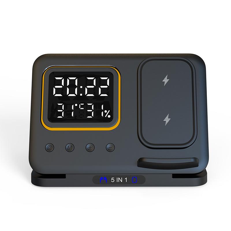 15W Wireless Chargers Stand 5 In1 LED Digital Alarm Clock Fast Charging Dock Station - Image 10