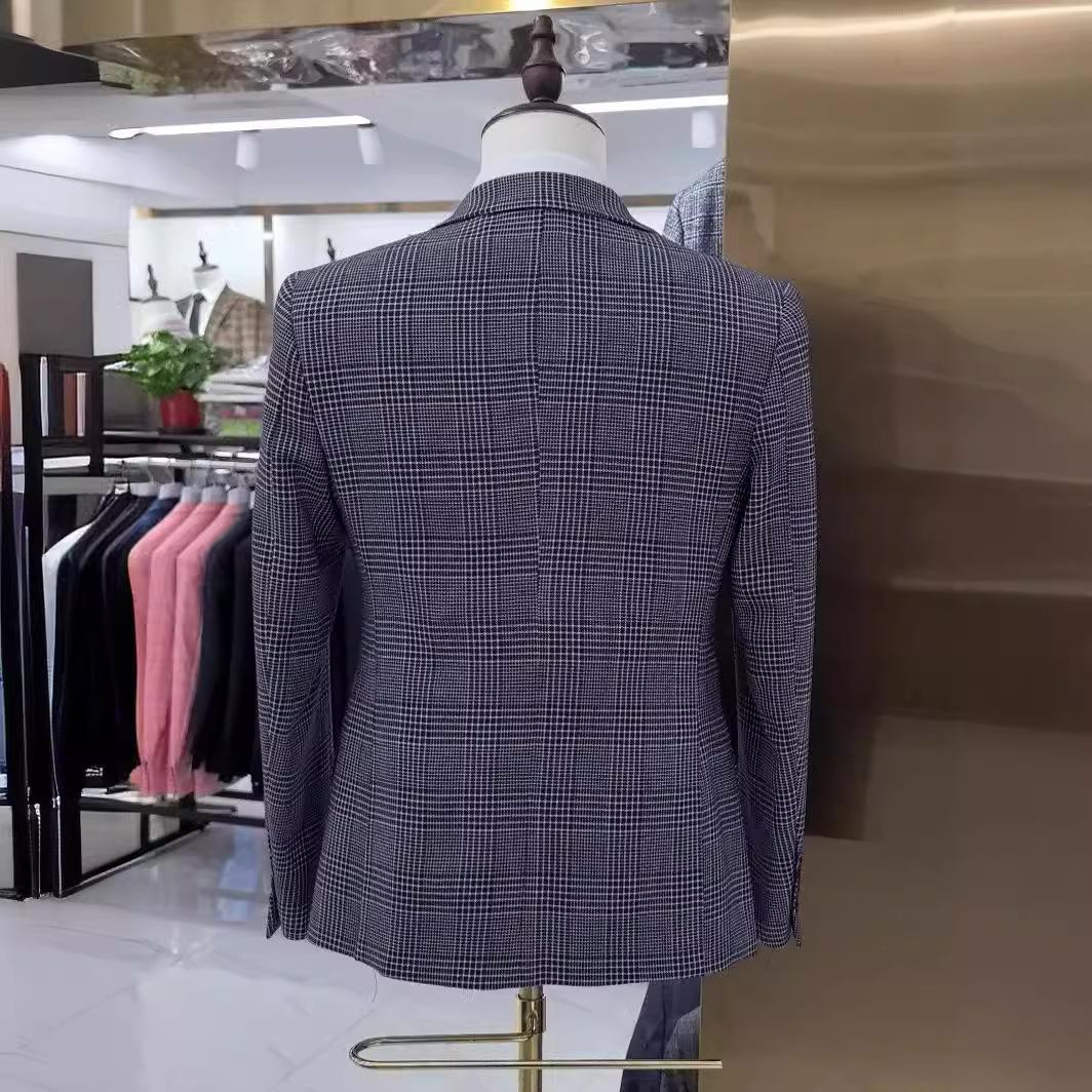 Men's Plaid Wedding Casual Host Suit 3-piece Set - Image 4
